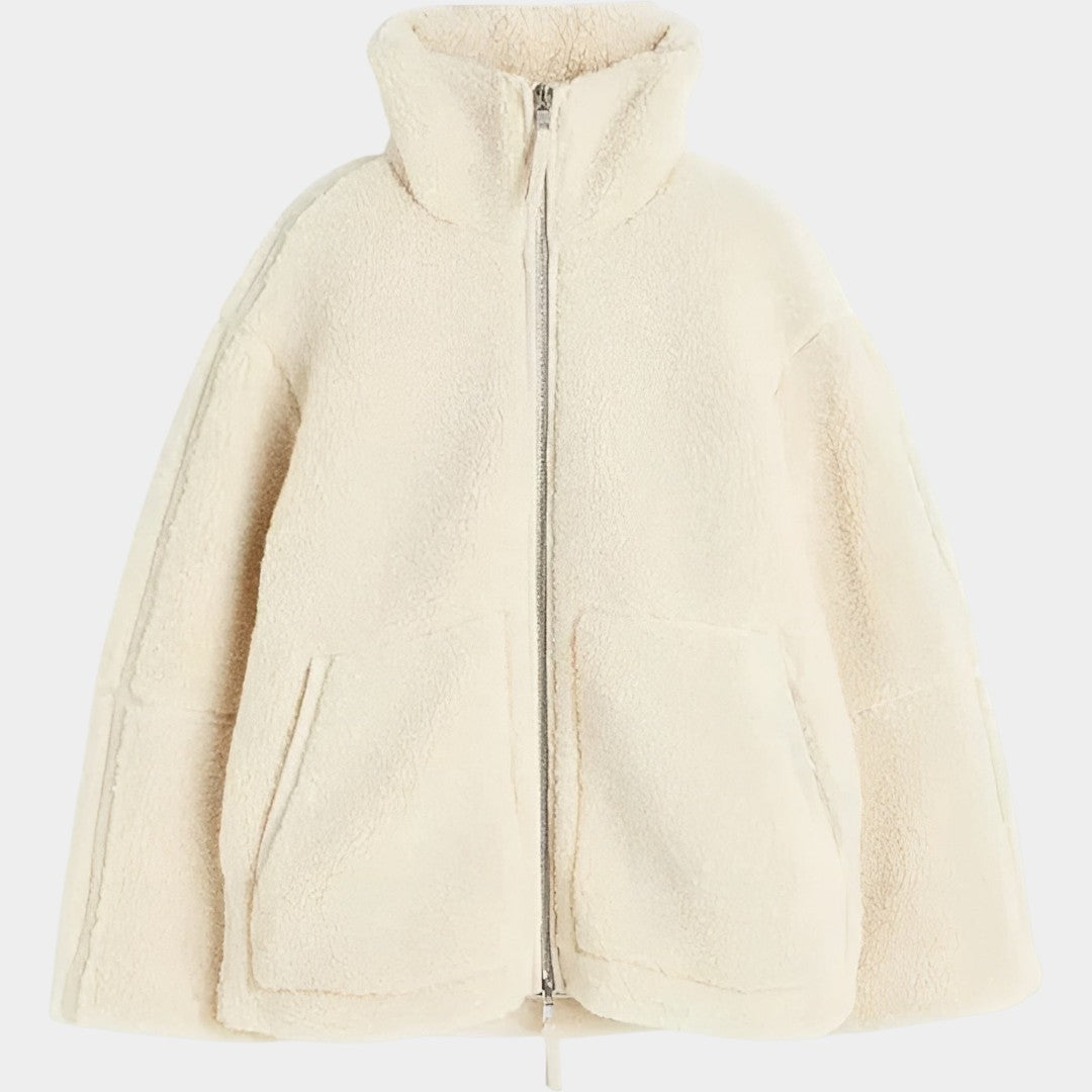 Petra – sieviešu oversized teddy mētelis ar rāvējslēdzēju