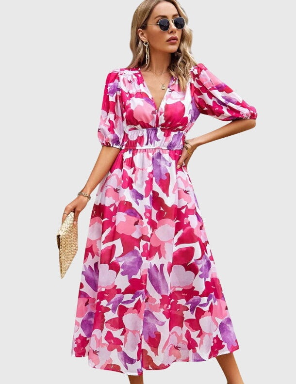 Merlin™ | Pieguļošs Ziedu Midi Kleita