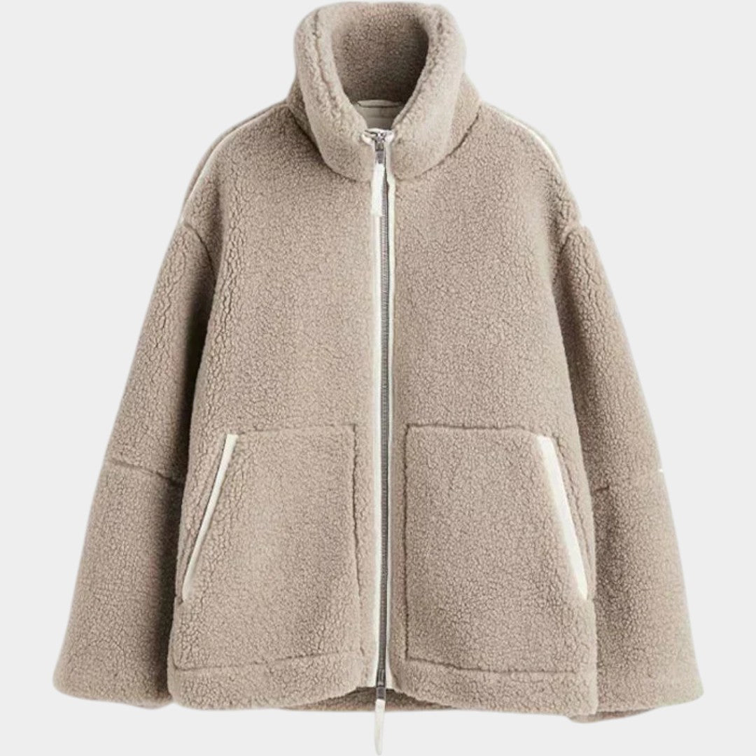 Petra – sieviešu oversized teddy mētelis ar rāvējslēdzēju