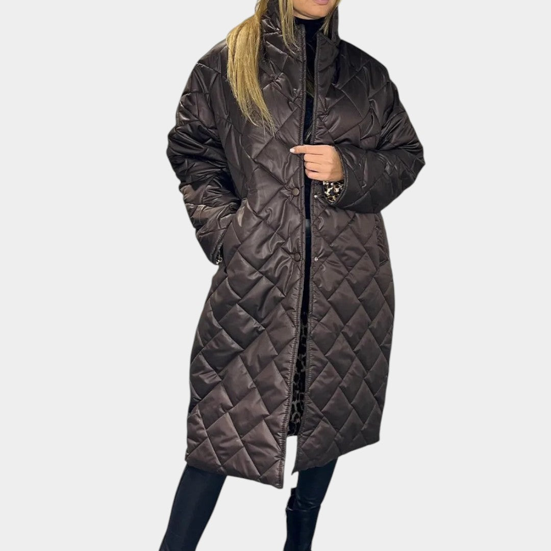 Olga – Apgriežamais ziemas mētelis ar leopardu oderi